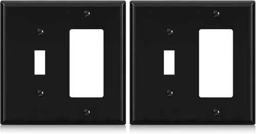 Vista 7 de ELEGRP - Placa de pared combinada de 2 ventanas, interruptor de luz de palanca de 1 banda, 1 dispositivo decorador/GFCI, placas de pared combinadas