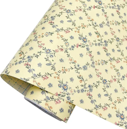 Vista 8 de Rollo de papel tapiz de flores de 19.7 pies, autoadhesivo para decoración de pared, revestimiento de muebles, rehacer encimeras, cajoneras