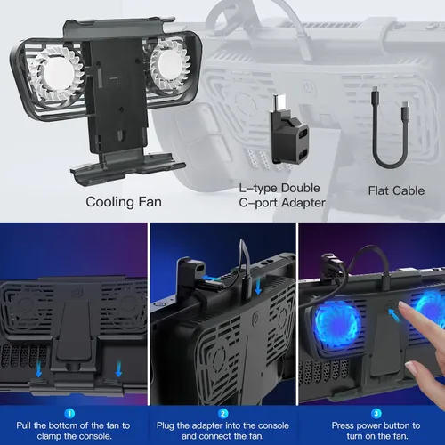 Vista 7 de TiMOVO Soporte de ventilador de refrigeración compatible con cubierta de vapor, soporte base de enfriador con adaptadores USB-C, soporte