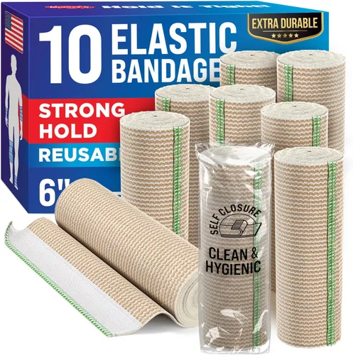 Vista 10 de Vendaje elástico de alto rendimiento, paquete de 6 (2 x 2 pulgadas, 2 x 3 pulgadas, 2 x 4 pulgadas), vendaje de compresión fuerte de cierre