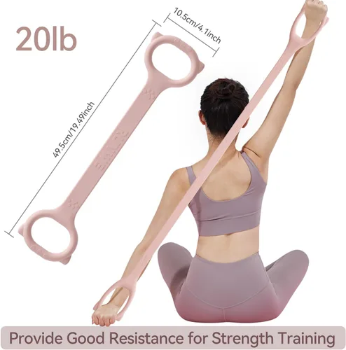 Vista 2 de Figure 8 Workout Resistance Band - 3 Elasticities Optional 20 30 40lb, Thicker Durable Arm Back Shoulder Exercise Elastic Rope Yoga Straps Pilates
