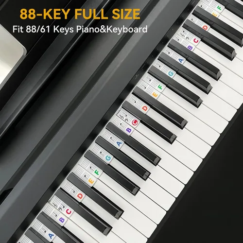 Vista 4 de Guía de notas de piano para principiantes, etiquetas extraíbles para notas de teclado de piano para aprender, tamaño completo de 88 teclas, hechas