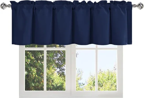 Vista 119 de DWCN Cenefa de cocina para ventanas, cortina de baño/sótano para tratamiento de ventanas, cortinas cortas de 18 pulgadas, 1 panel, 52 x 18 pulgadas