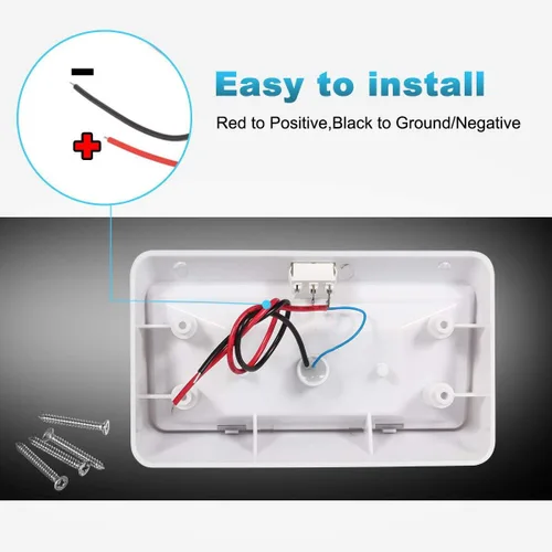 Vista 5 de Partsam Luz LED rectangular para porche con interruptor de encendido/apagado, cubierta de lámpara exterior de RV para autocaravanas, 12V, 5ª ruedas