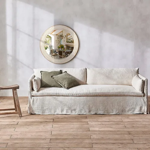 Vista 4 de Reflinto Espejos decorativos redondos de madera de 24 pulgadas para decoración de pared, espejo circular rústico para dormitorio, baño, sala