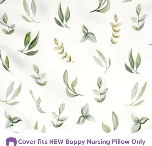 Vista 4 de Boppy - Funda de almohada para lactancia, hojas verdes orgánicas, funda única, cubierta deslizable fácil con tela 100% algodón orgánico suave