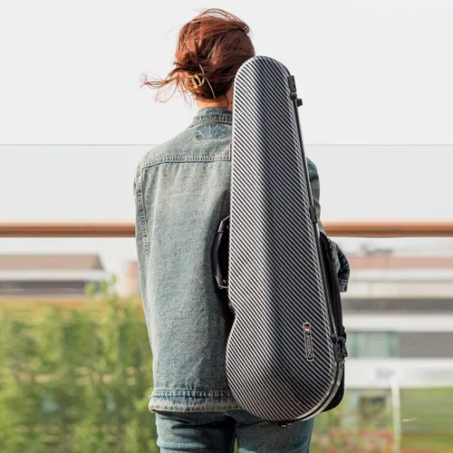 Estuche para violín Christina 4/4 de tamaño completo, de fibra de carbono de alta resistencia, triángulo, bolsa de música con cerradura de