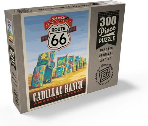 Vista 2 de MyPuzzle 100th Anniversary of Route 66 - Cadillac Ranch, Amarillo Texas Sunset - Premium 300 Piece Jigsaw Puzzle for Adults