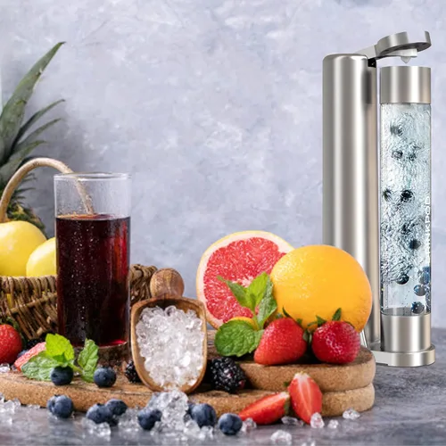 Vista 8 de Fizzpod Home Soda Maker - Carbonatador de agua con gas con 3 botellas y 2 cepillos para botellas (plateado)