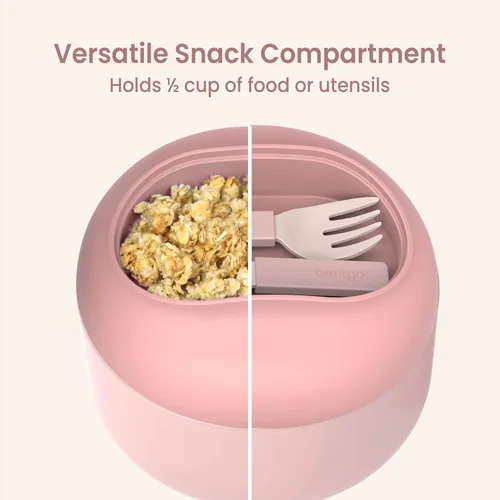 Vista 7 de Bentgo Tazón - Tazón Aislado Resistente a Fugas con Compartimento para Aperitivos, Utensilios Plegables y Diseño Mejorado de Agarre Fácil