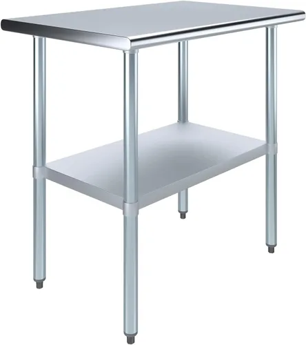 Vista 17 de Mesa de preparación de acero inoxidable de 24 x 12 pulgadas, mesa de trabajo resistente certificada NSF para uso doméstico y comercial, estante