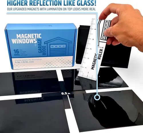Vista 3 de Ventanas magnéticas fuertes y brillantes para puerta de garaje – Se adapta a garaje de 1 auto – Parece paneles de ventana reales / paneles falsos