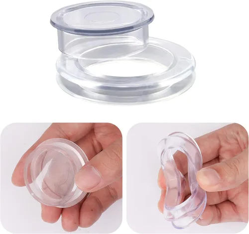 Vista 3 de AIEX Juego de 4 anillos y tapas de silicona transparente de 2 pulgadas para patio, incluye 4 anillos y 4 tapones