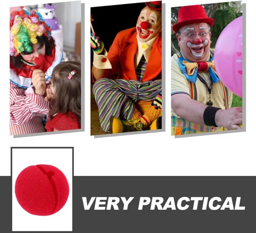 Vista 5 de Tinksky Nariz de payaso de espuma, accesorio de disfraz de nariz de payaso de circo rojo para Halloween, Navidad, carnaval, circo, decoración