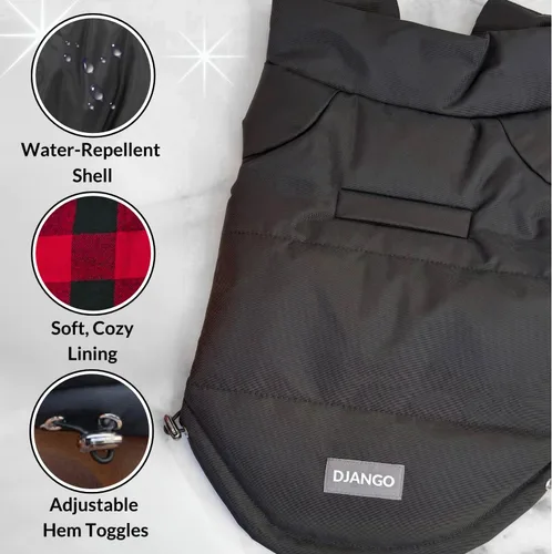 Vista 4 de DJANGO Abrigo de invierno reversible para perros con acolchado – Chaqueta de invierno cálida para perros y abrigo aislante repelente al agua