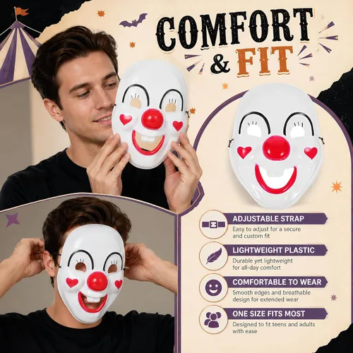 Vista 4 de 2 máscaras de payaso para mascarada, máscaras de payaso de cara completa, máscaras espeluznantes para cosplay, carnaval, fiesta, circo, accesorios