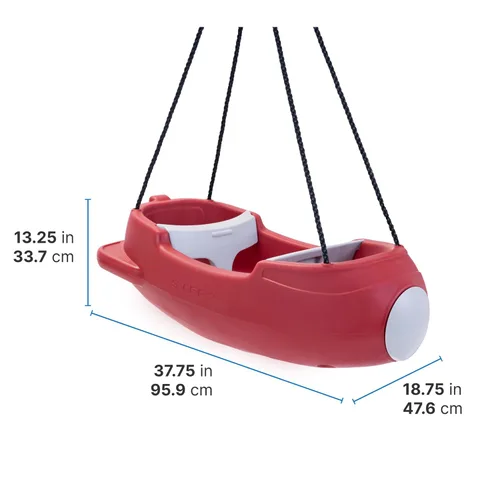 Vista 5 de Step2 Columpio de cohete para dos, columpio al aire libre para bebés, cuerda resistente a la intemperie, se fija al juego, para niños pequeños de 9