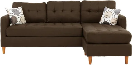 Modular Sectional Sofa Reversible Chaise Couch with Tufted Back and Accent Pillows, L Shaped Convertible Living Room Furniture Sets,Coffee-4Seat