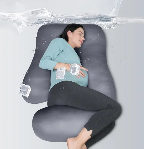Vista 15 de MOON PARK - Almohadas de embarazo y maternidad de cuerpo completo para dormir, en forma de U y con funda extraíble; soporte para espalda, piernas