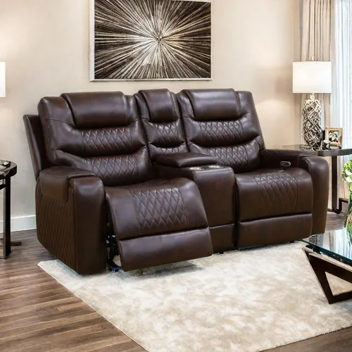 Vista 9 de Conjunto de muebles para sala de estar, juego de sofá reclinable con alimentación, sillones reclinables de cuero de aire con puertos USB Gris