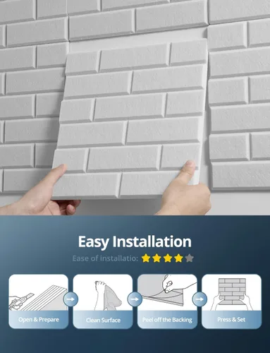 Vista 8 de Paneles acústicos para paredes, Panel de absorción de sonido adhesivo de patrón de ladrillo para techo, puerta, pared, paquete de 12 unidades de 12