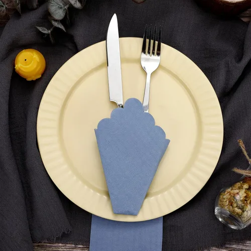 Vista 4 de Fuutreo 100 piezas de servilletas de cóctel con bordes ondulados de papel grueso, servilletas desechables para fiestas, servilletas de papel