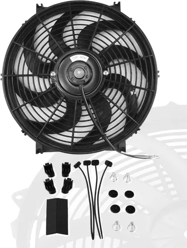 Vista 10 de 7 "pulgadas universal delgado ventilador push pull radiador eléctrico refrigeración 12V kit de montaje negro