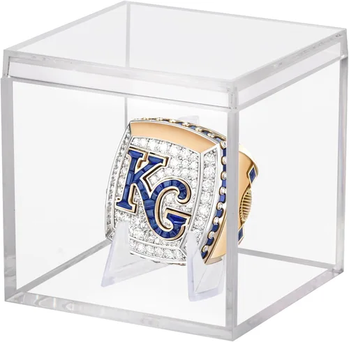 Vista 21 de Hooqict Estuche de exhibición de anillo de campeonato de acrílico transparente, caja de exhibición con protección UV con base para deportes