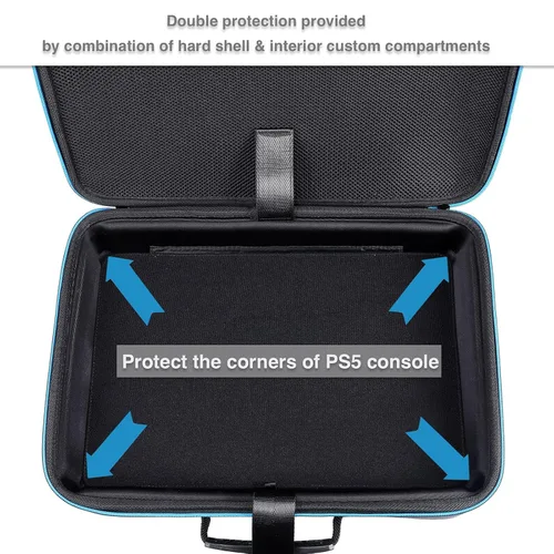 Vista 4 de Hard Shell Carrying Case Compatible with PS5, Protective Travel Bag Holds PlayStation 5 Console, DualSense Controllers, Base and Other Accessories