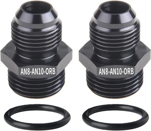 Vista 12 de 6AN Flare a 6AN ORB macho junta tórica Boss riel de bomba de combustible adaptador de manguera de aluminio negro 2 piezas