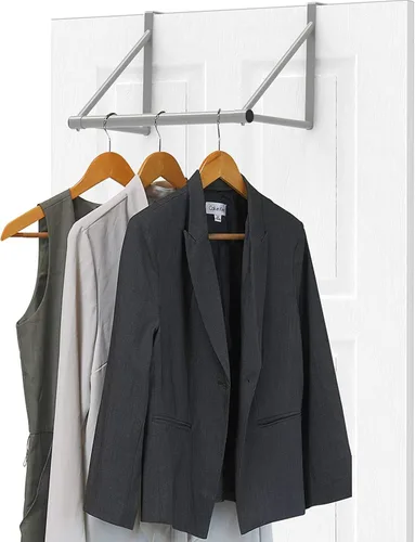 Vista 8 de Simple Houseware - Barra para colgar ropa sobre la puerta, color negro