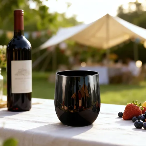 Vista 4 de Copas de vino de plástico de 14 onzas sin tallo, vasos Arcílicos multiusos, juego de 6 unidades, reutilizables, resistentes a las roturas, aptas