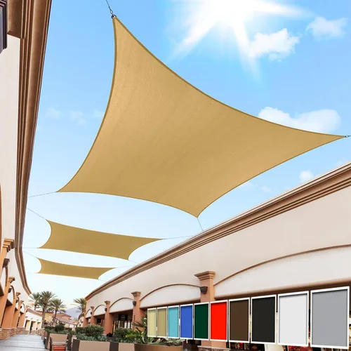 Royal Shade Vela de Sombra Solar Rectangular de 8' x 10' Color Beige Arena RS-SLR, UPF50+ 95% Bloqueo UV, 200GSM Estándar Comercial Resistente, Tela