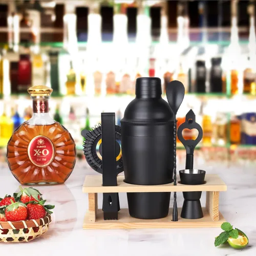 Vista 5 de JNWINOG Juego de coctelera de acero inoxidable, kit de bartending de 18.6 onzas, juego de cóctel de mezcla de bebidas, kit profesional de bar y bar