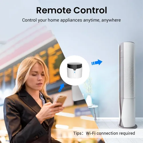Vista 2 de Broadlink RM5plus - Control remoto infrarrojo universal, control de voz con Alexa y Google Home, concentrador de hogar inteligente Wi-Fi para TV, CA