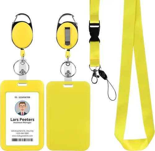 Vista 8 de Soporte retráctil para tarjetas de identificación con cordón separable, carrete de credencial resistente, llavero desmontable, soporte para tarjetas