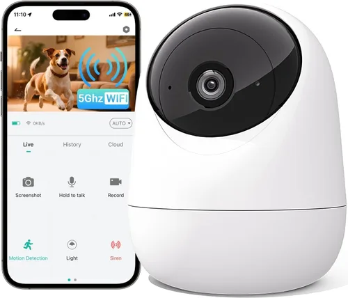2K Security Indoor Camera for Baby Monitor 5G&2.4G WiFi, Pan/Tilt Camera with Sound Detection, Motion Detection, 2-Way Audio, Siren, Night Vision,