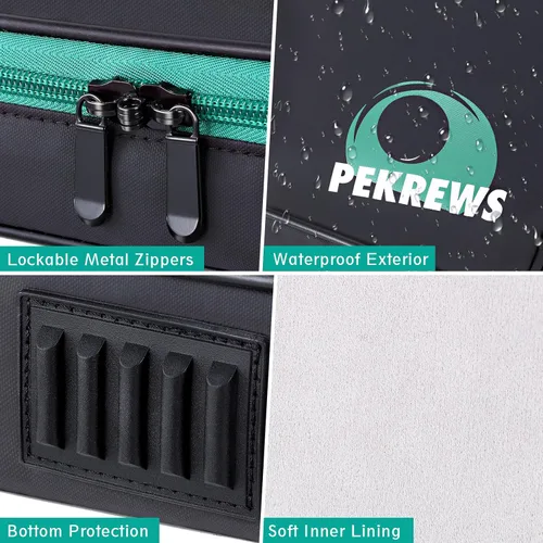 Vista 5 de PEKREWS Pool Ball Case, Padded Billiard Carrying Bag Travel Storage Box with Handle and Shoulder Strap, Pool Ball Holder for 17 or 12 Billiards