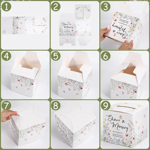Vista 5 de Fainne 50 tarjetas florales de compartir una memoria con caja de celebración de la vida, tarjetas de consejos funerarios, tarjetas de agradecimiento