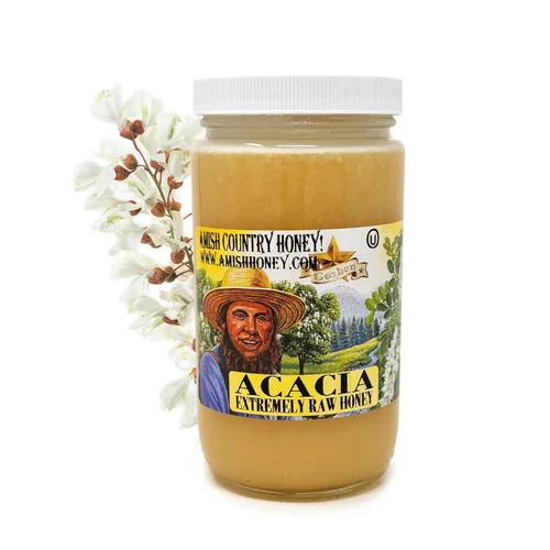 Goshen Amish Country - Miel de acacia extremadamente cruda, sin filtrar, sin procesar, pura y natural, cosechada en los Estados Unidos, rico sabor
