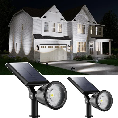Vista 13 de Proyector de puesta de sol con energía solar al aire libre, impermeable, LED, acento para paisaje, iluminación de elevación para árboles, bandera