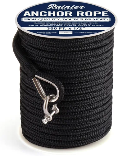 Vista 21 de RainierSupplyCo Cuerda de anclaje para barco - Línea de anclaje de cuerda marina trenzada doble - 100/150 / 200/300 pies de línea de navegación