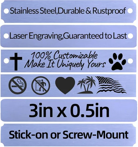Vista 17 de Placa de identificación de metal grabada personalizada, placa de nombre personalizada, placas de grabado láser personalizadas de metal cepillado