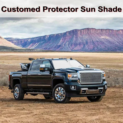 Vista 5 de Parabrisas de coche con protector solar - Motomate personalizado para GMC Sierra 1500 2500 3500, 2023 2022 2021 2020 2019