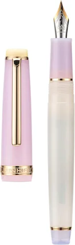 Vista 13 de Jinhao 82 Pluma estilográfica acrílica, plumín medio de iridio con convertidor de tinta, diseño clásico de contraste de color azul macarón y acabado