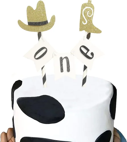 Decoración para pastel de cumpleaños con temática de vaquero occidental, suministros de fiesta de vaquero para niños, sombrero de vaquero con