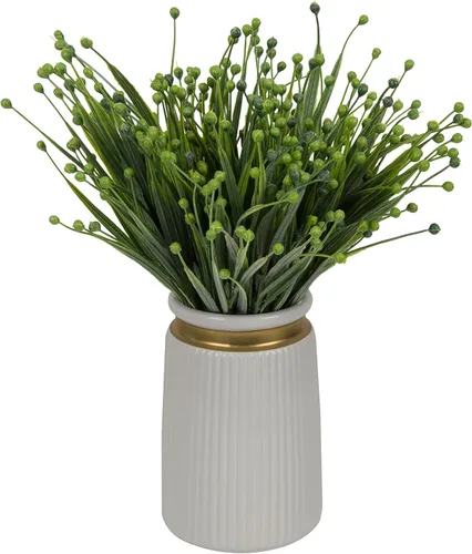 12 piezas de césped artificial para exteriores, resistente a los rayos UV, planta sintética de 15 pulgadas con frutos de bayas realistas, vegetación