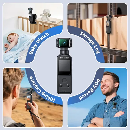 Vista 8 de BOBLOV Cámara corporal 5K con micrófono, cámara de vlogging W5, 5K/15FPS y 4K/60FPS con lente giratoria de 270°, soporte de micrófono externo