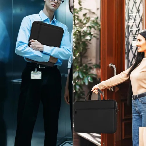 Vista 7 de Bolsa para laptop de 15.6 pulgadas, maletín duradero, funda protectora para computadora con bolsillo frontal, resistente al agua, compatible con HP