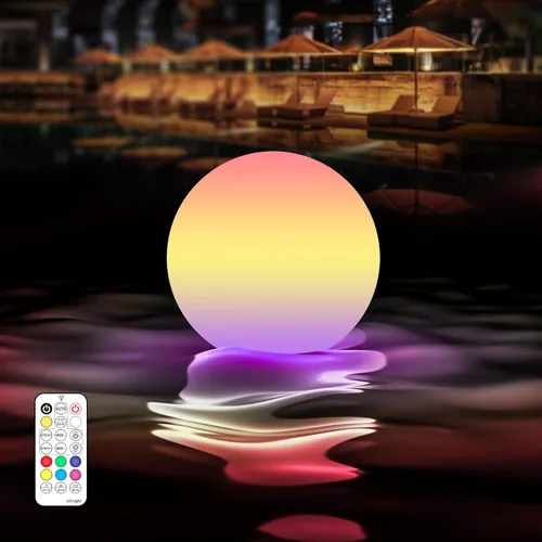 LOFTEK Luces flotantes para piscina, luces RGBW de 3 pulgadas que cambian de color, luz LED impermeable IP65, lámpara de bañera, control remoto, luz